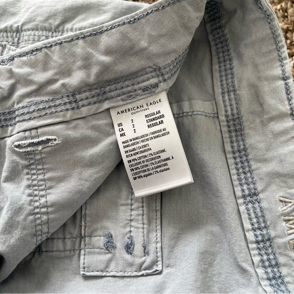 American Eagle AE Stretch Cargo Pants Light Gray Size 2 Straight Leg Y2K - Picture 9 of 12